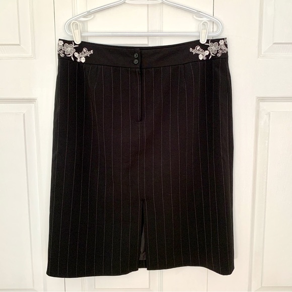 JESSICA Black Embroidered Pin Striped Dress Women’s Size 16 - Picture 2 of 5